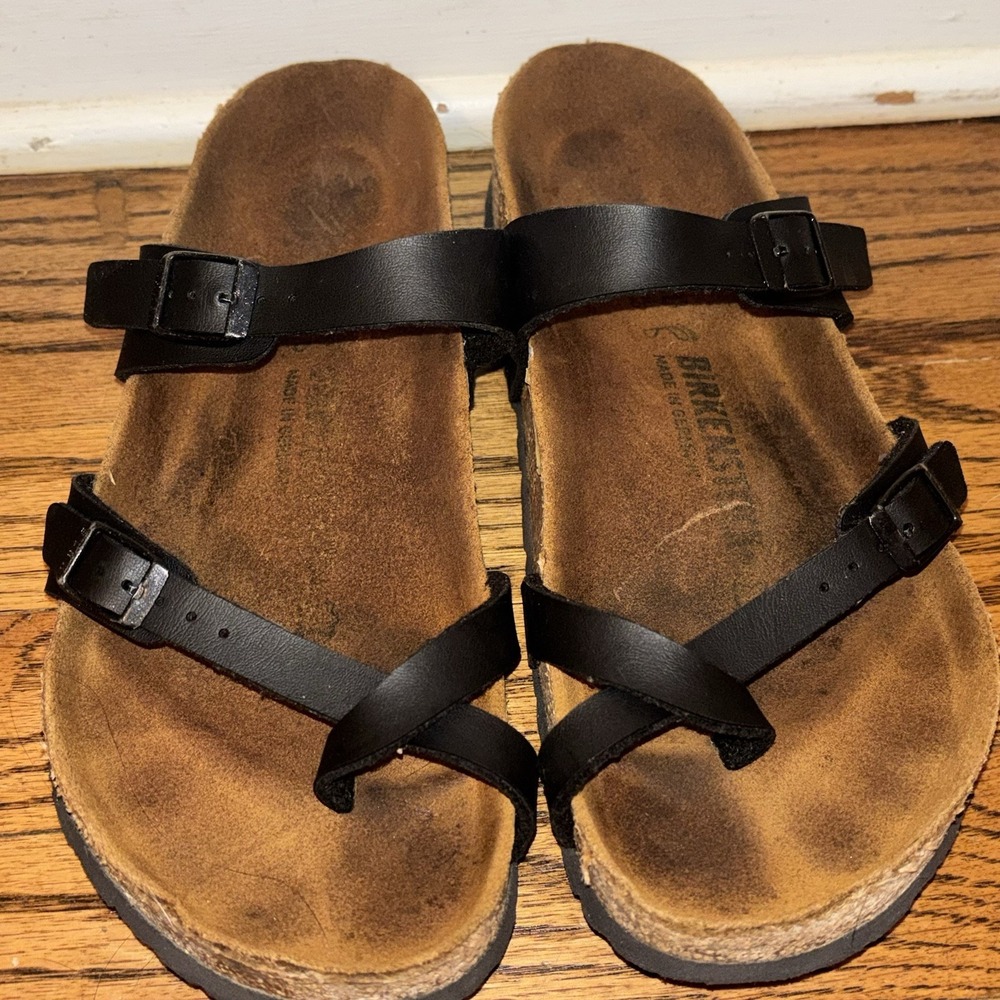 Birkenstock Mayari Black Birko-Flor Toe Loop Sandals Womens 40 L9 M7 - Picture 8 of 13